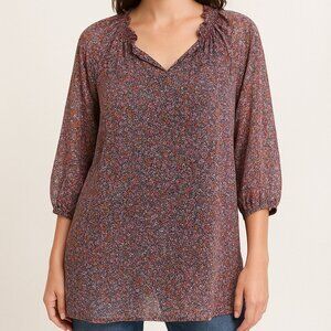 Women's Old Navy Micro Floral Sheer Lined Tunic Size Large, Y2K, Cottagecore